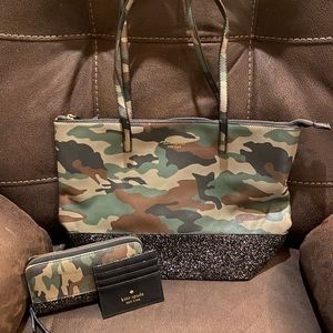 Kate Spade glitter camo purse